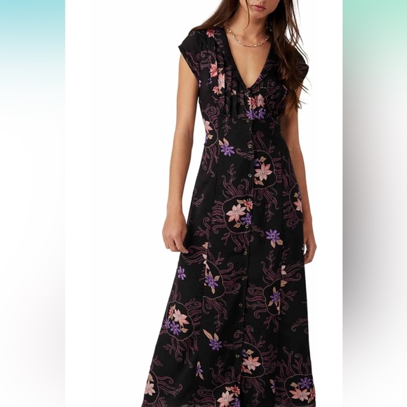 Free People Dresses & Skirts - Free People Rosemary NWT Lined Button Down Floral Print Maxi Dress Size Large